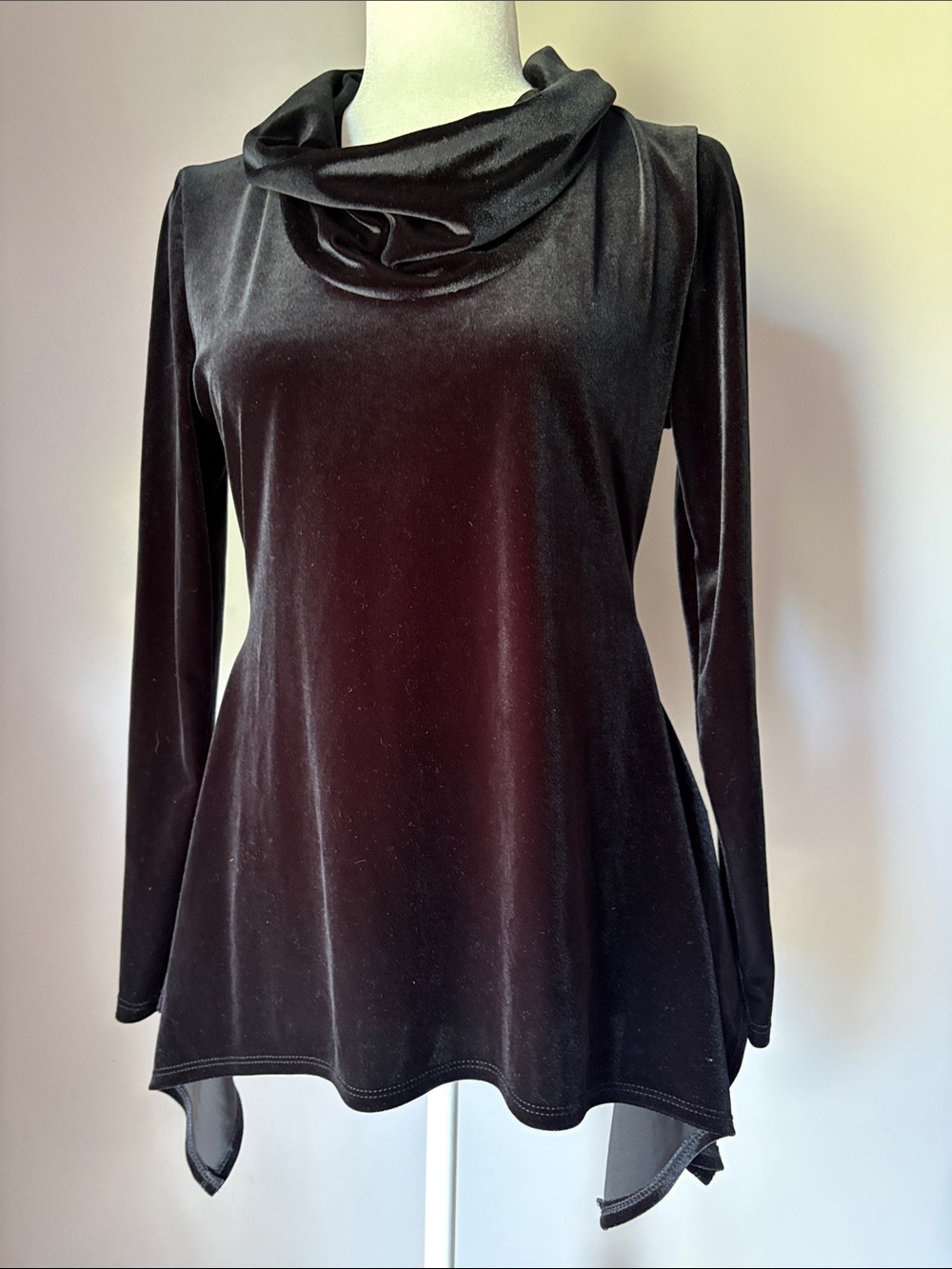 Boston Proper Velvet Cowl Neck Trapeze Tunic Top